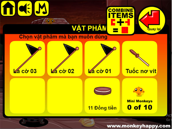 Các vật phẩm thu thập được