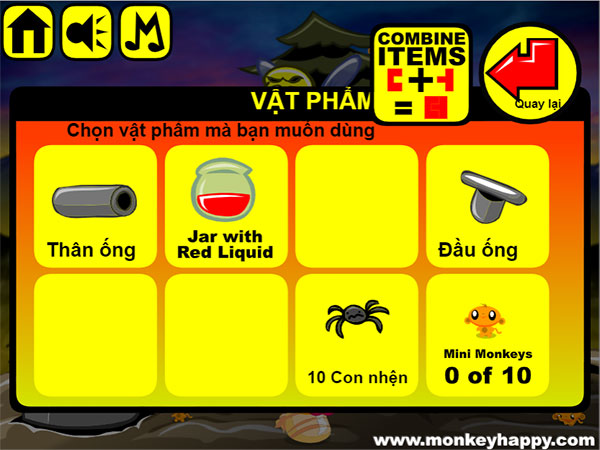 Các vật phẩm thu thập được