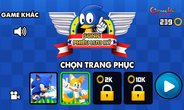 Mở khóa trang phục Sonic