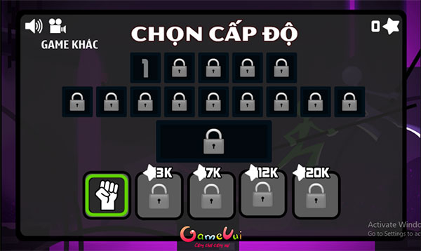 Có nhiều cấp độ chơi