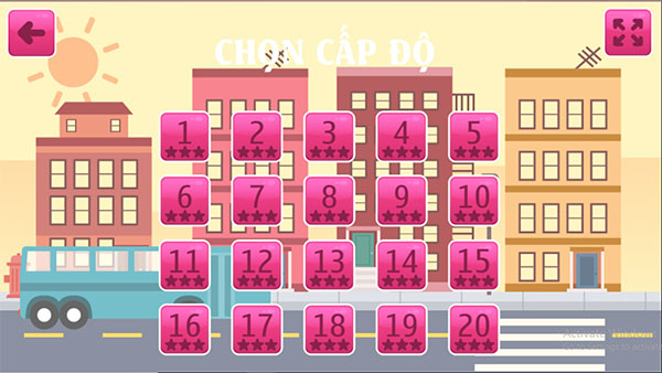 Chọn cấp độ chơi