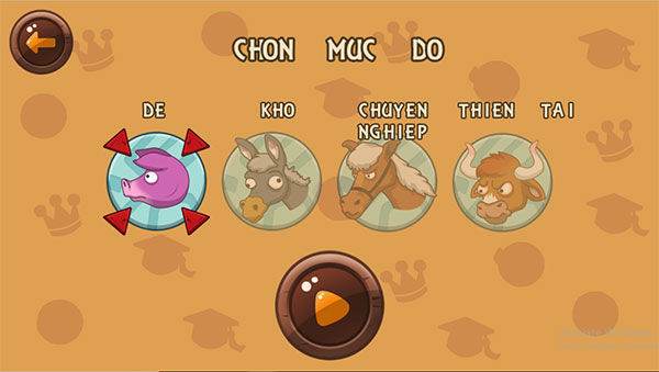 Chọn mức độ chơi