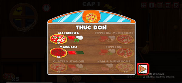 Thực đơn các loại pizza