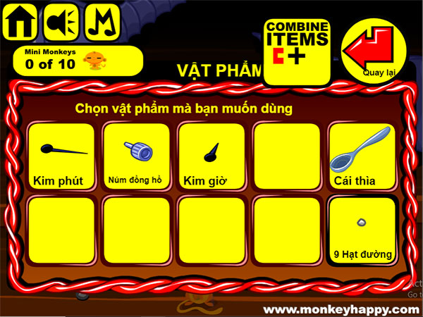 Các vật phẩm thu thập được