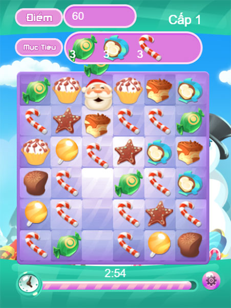 Xếp những viên kẹo giống nhau để ghi điểm