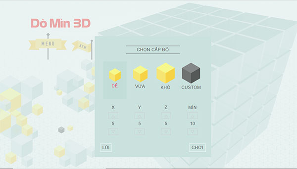 Chọn cấp độ chơi