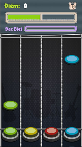 Chạm vào các nốt nhạc đang chạy trên màn hình