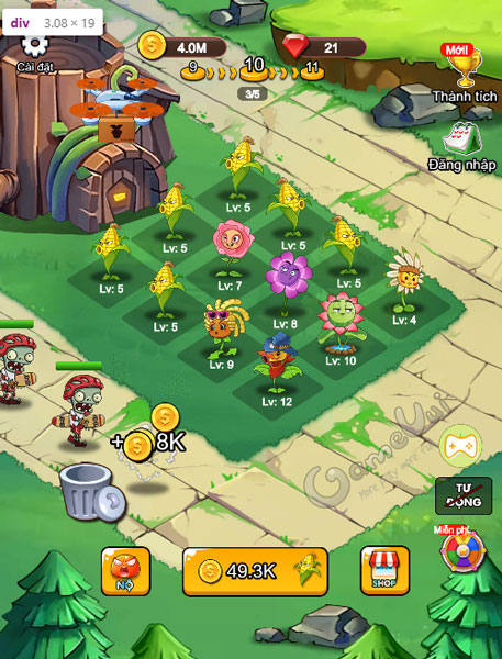 Màn hình chơi game Plants vs Zombies