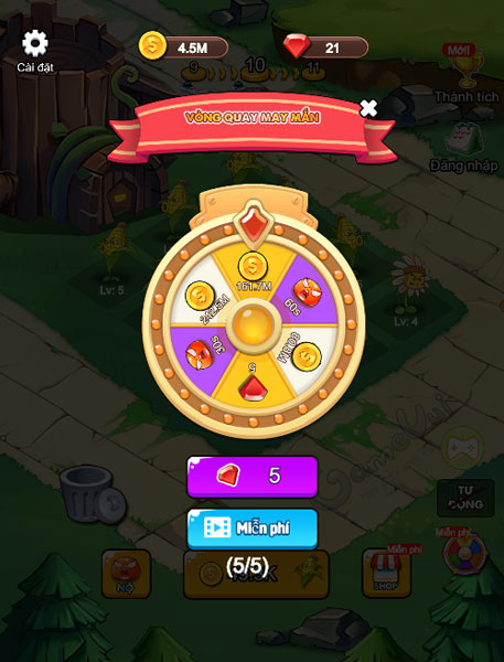 Vòng quay may mắn game diệt zombie