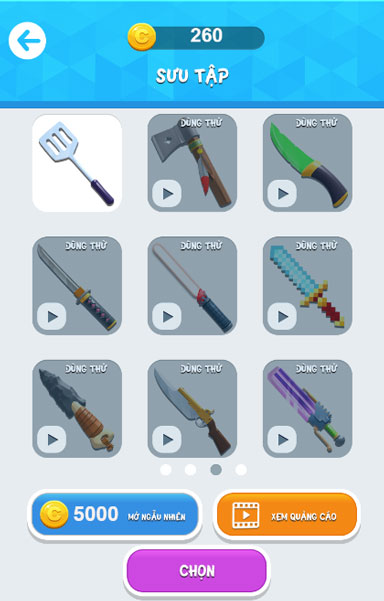 Mở khóa các loại dao chặt chém