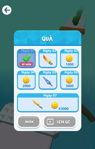 Phần thưởng khi đăng nhập game