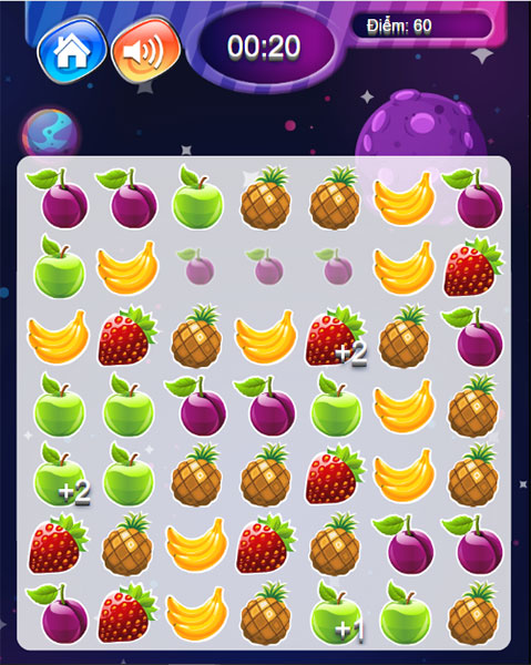 Xếp quả để ghi điểm