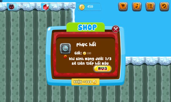 Mua vật phẩm tăng sức mạnh trong Shop cửa hàng