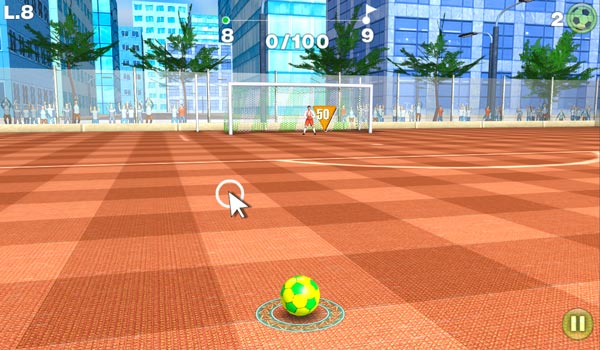 Bấm chuột/Chạm màn hình điện thoại để sút bóng