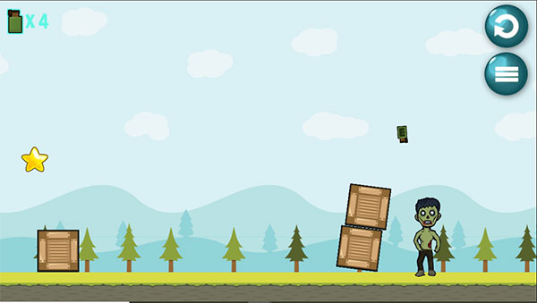 Ném thẳng hướng zombie