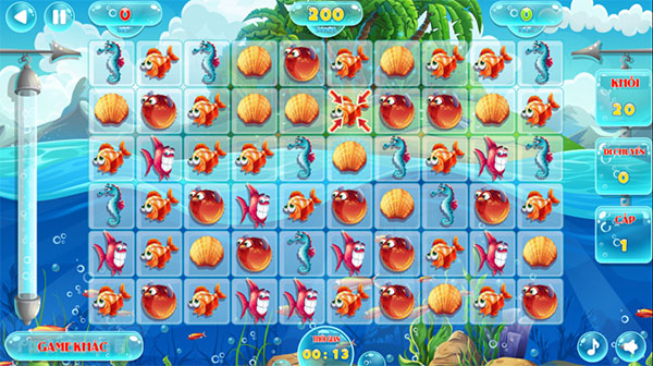 Xếp 3 sinh vật biển giống nhau lại gần nhau