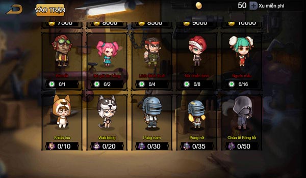 Kho Skin trang phục Pubg