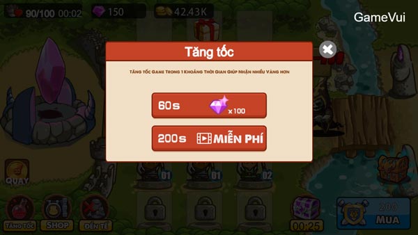 Tăng tốc game phòng thủ tháp để nhận nhiều vàng, kim cương hơn