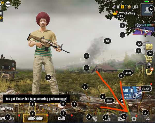 Click biểu tượng bánh răng cưa