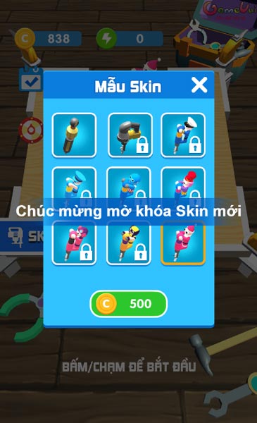 Các skin mẫu dụng cụ làm mộc trong Shop cửa hàng