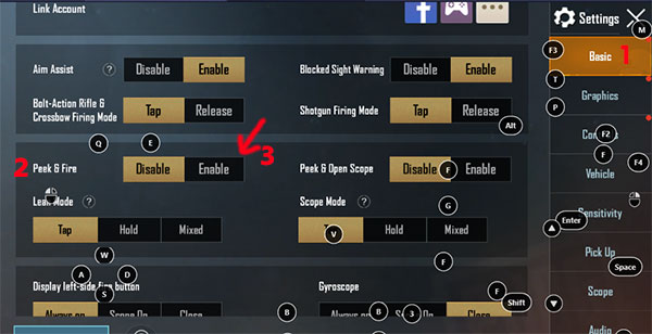 Kích hoạt Peek & Fire