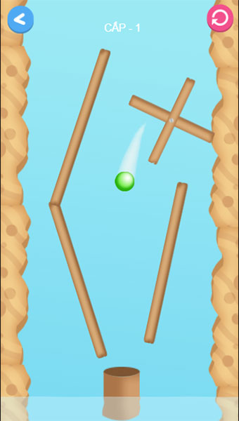 Xoay thanh dấu cộng đẩy bóng xuống ống