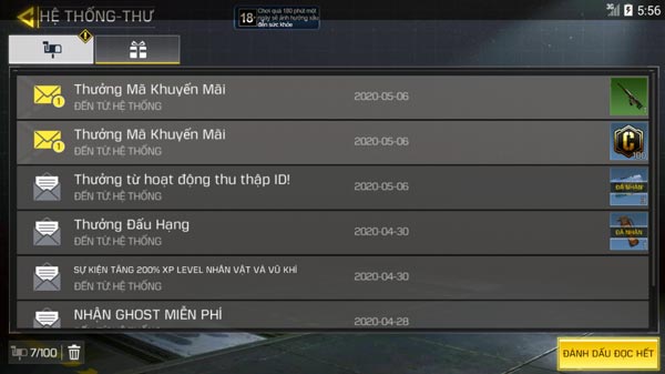 Hòm thư nhân vật trong game