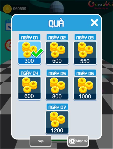 Nhận thưởng đăng nhập