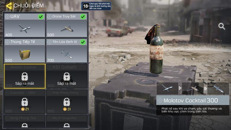 Molotov Cocktail hay game thủ quen gọi là bom xăng