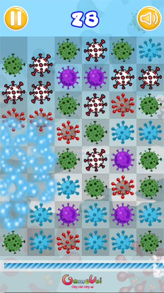 Xếp 3 con virus giống nhau lại với nhau