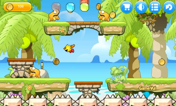 Điều khiển Pacman nhặt tiền xu, ngọc quý