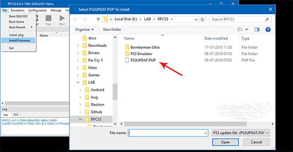 Cài firmware vào rpcs3
