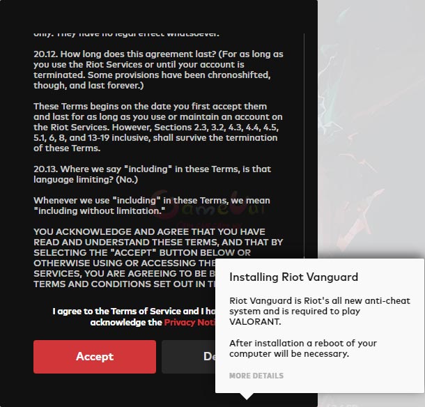 Kéo xuống dưới nút Accept sẽ thành màu đỏ