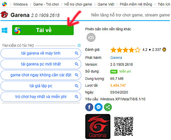Tải garena về máy tính