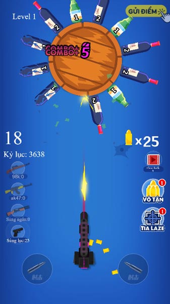 Bắn vỡ tất cả các chai trên màn hình trước khi hết đạn