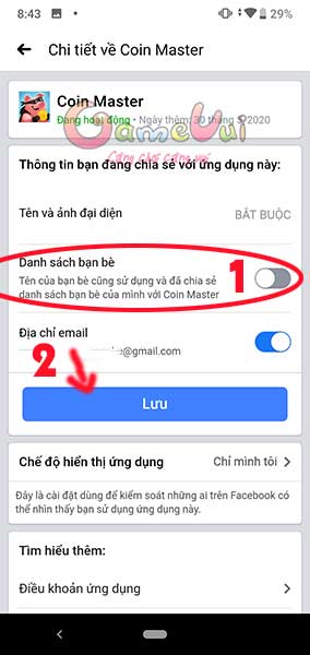 Tắt danh sách bạn bè