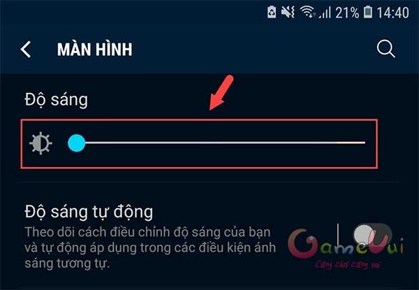 Giảm độ sáng màn hình