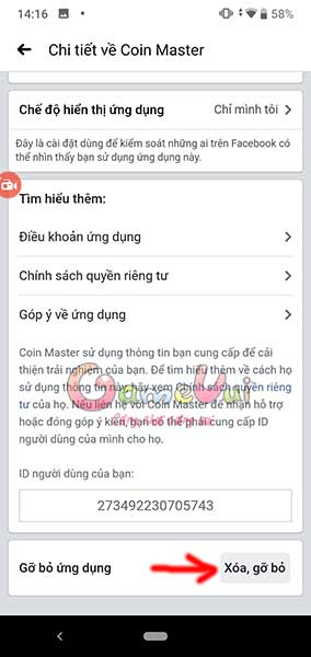 Ấn Xóa, gỡ bỏ