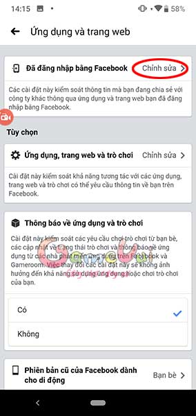 Đã đăng nhập bằng Facebook