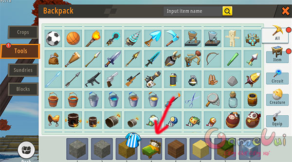 Lấy đồ chế độ sáng tạo