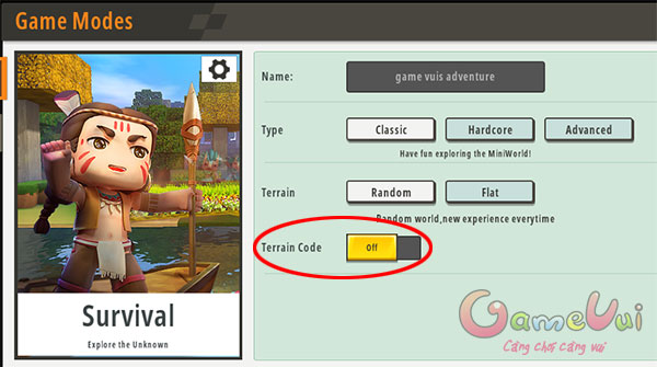 Kích hoạt Terrain Code
