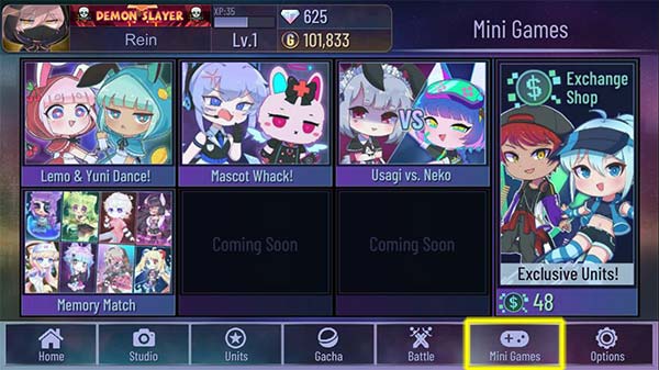 Nhận thưởng qua Mini Games