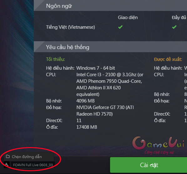 Chọn đường dẫn