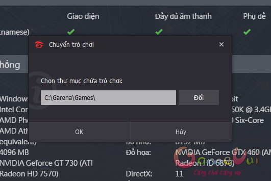Chọn thư mục chứa file tải về