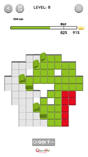 Xếp các khối hình màu xanh theo yêu cầu