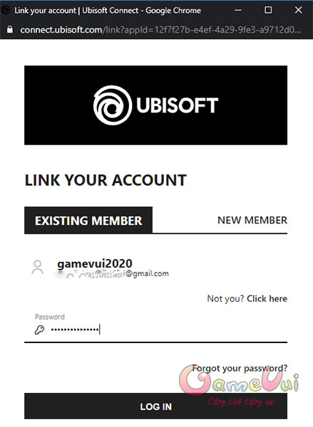 Nhập mật khẩu Ubisoft
