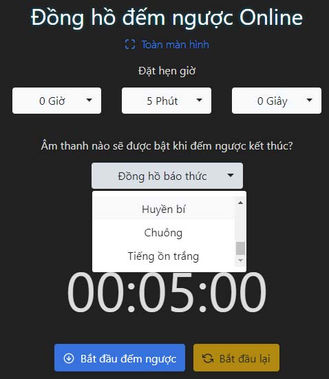 Đặt giờ và chọn âm thanh thông báo