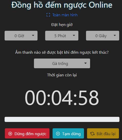 Bắt đầu đếm ngược thời gian