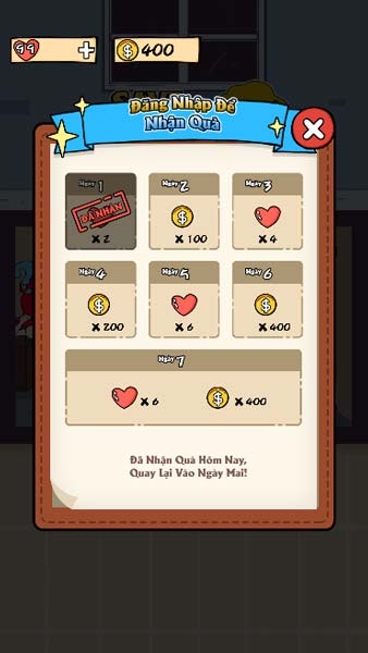 Quà đăng nhập game Giải cứu cô gái 2