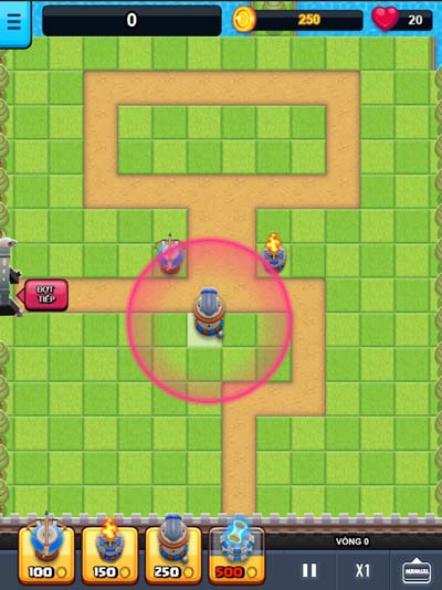 Đặt các tháp, pháo canh